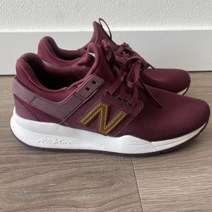 New Balance 247 Burgundy and Gold Sneaker Size 7.5